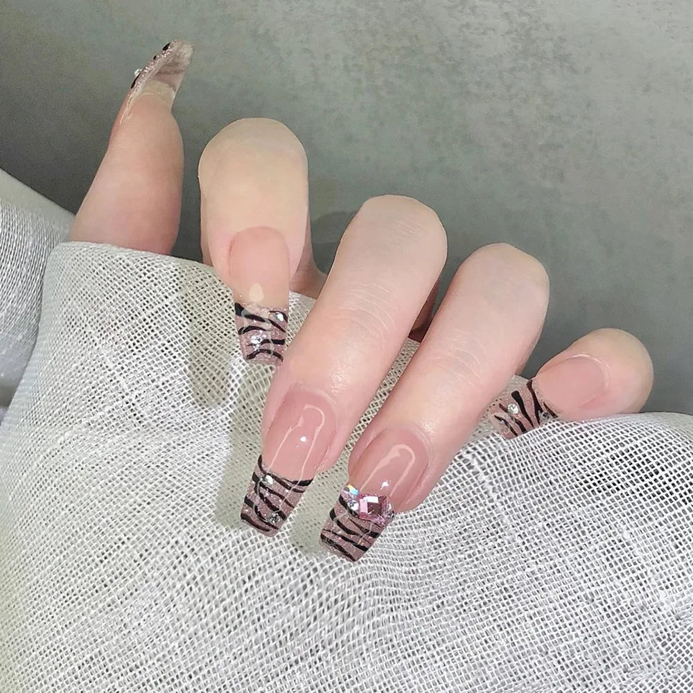 Autumn French False Nails with Butterfly Pearl Decor Bride Fake Nail Wearable Press on Nails Coffin Ballet Nail Tips for Girls - - DYAVOR®