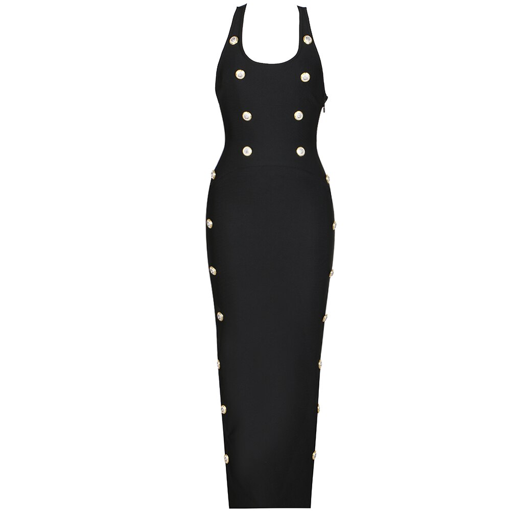 Black Fitted Dress with Gold Buttons -  - DYAVOR®