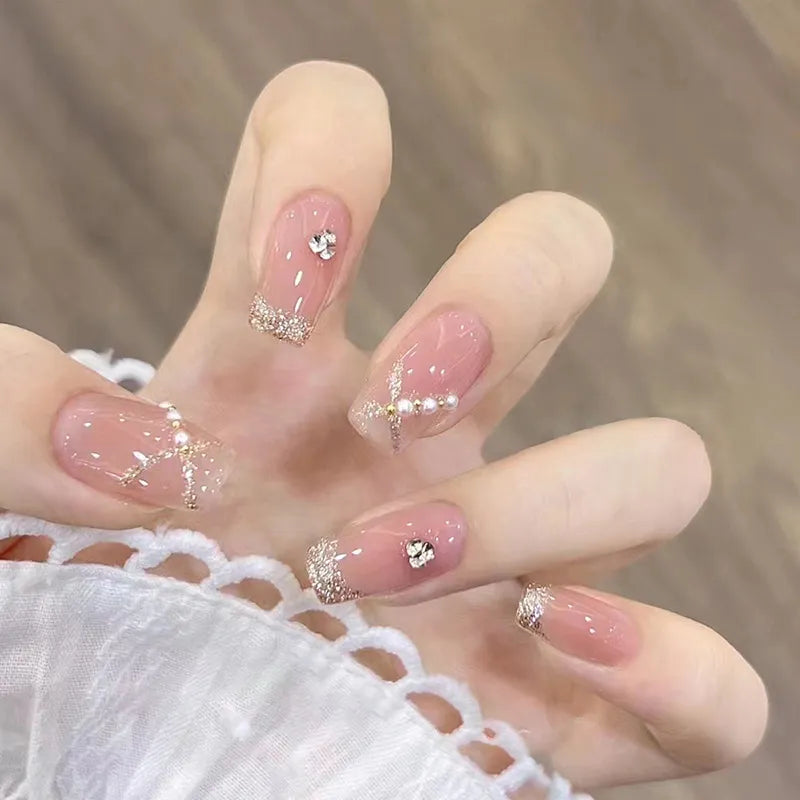 24pcs Colorful Almond Shaped Fake Nails Detachable Press On False Nails Tips French Full Cover False Nails French Manicure tools - - DYAVOR®