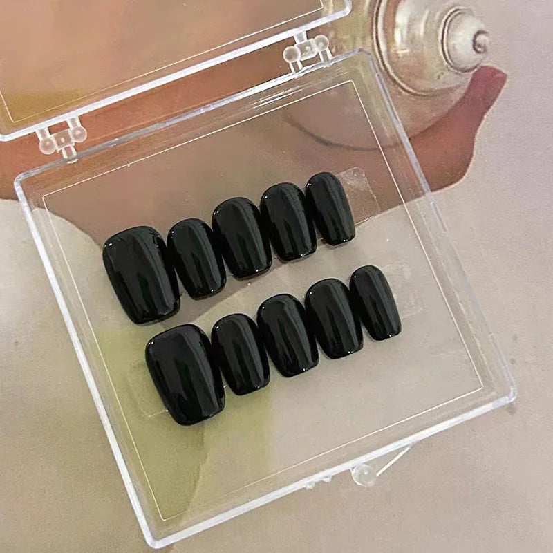 10 pcs Handmade Fake Nail Short Style Detachable Brown False Nails Tips Reusable Press On Nails Coffin Manicure Art - - DYAVOR®