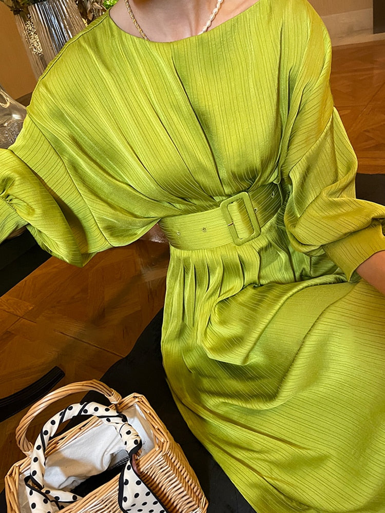 Long Dress With A Wide Belt - - DYAVOR®