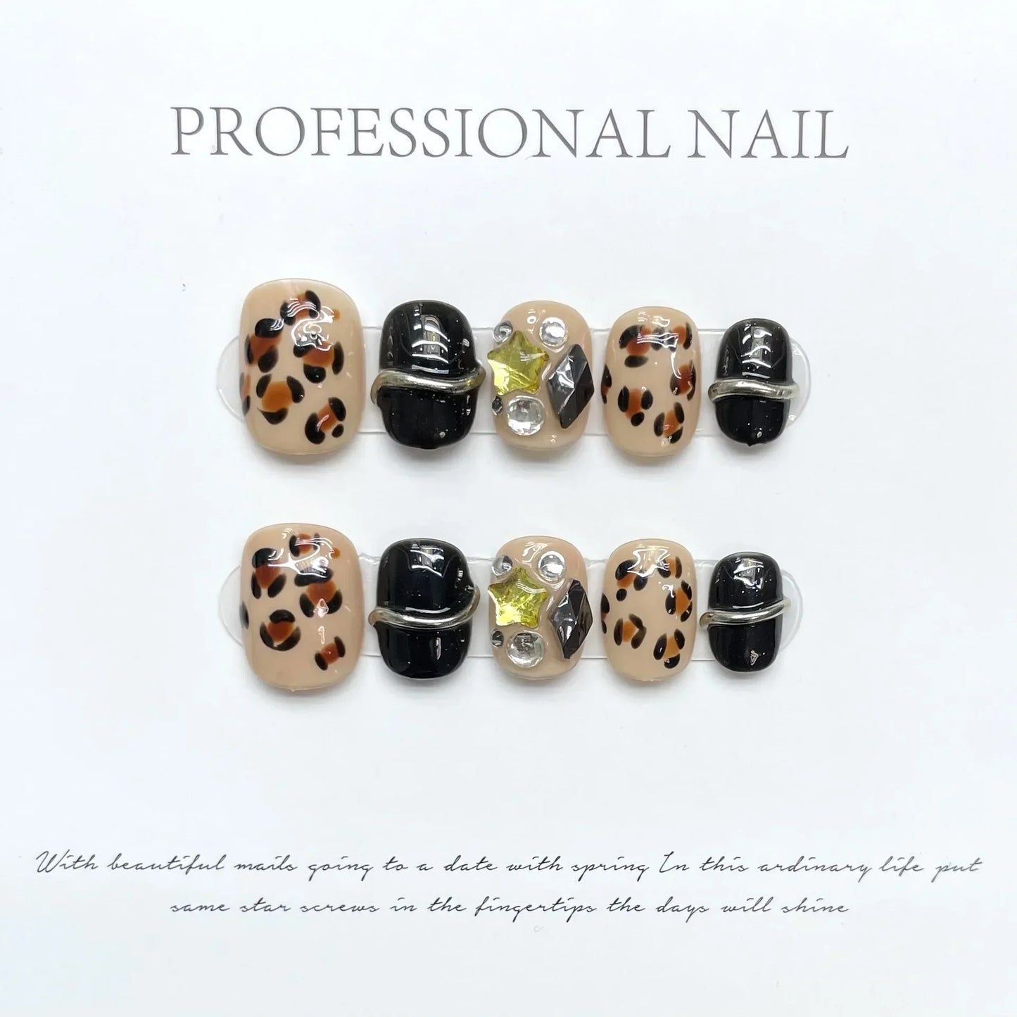 10Pcs Glitter Handmade Short Press On Nails Heart Design Reusable False Nails Full Cover Wearable Artificial Nail Tips For Girl - - DYAVOR®