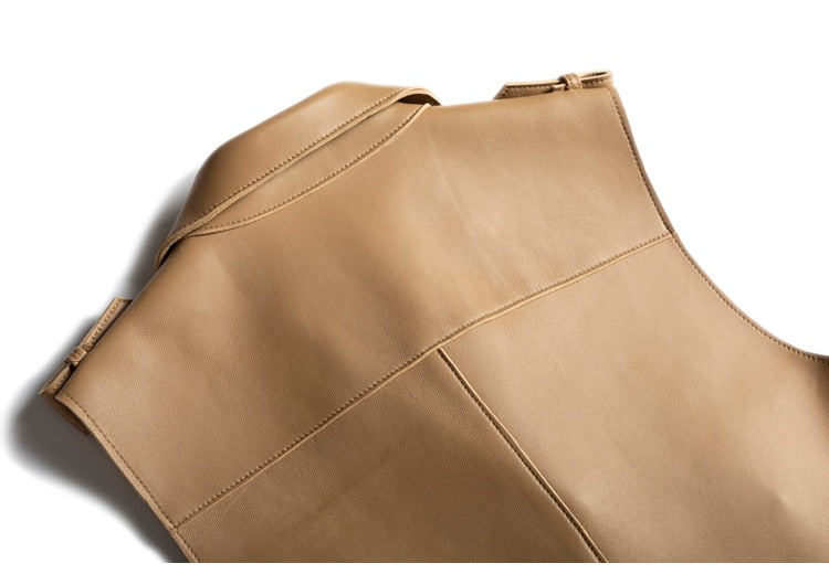 Genuine Leather Sleeveless Jacket - Jacket - DYAVOR®