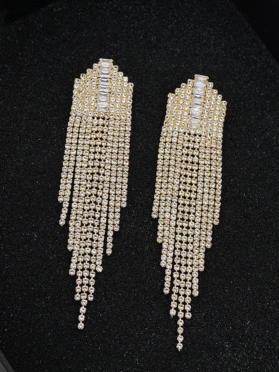 Rhinestone Sparkling Tassel Zircon Earrings MSE101046 - Earrings - DYAVOR®