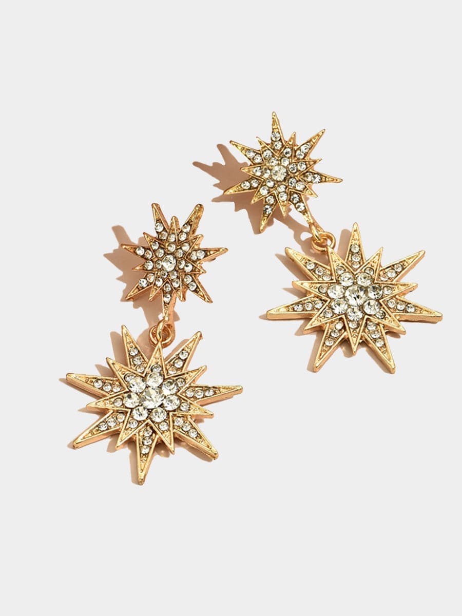 Missord Metal Inlay Rhinestone Sun Earrings MSE101075 - Earrings - DYAVOR®