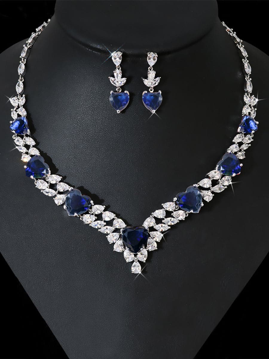 Missord Oval Cut Heart Zircon Earring Necklace Set MRL1017 - Jewelry Set - DYAVOR®