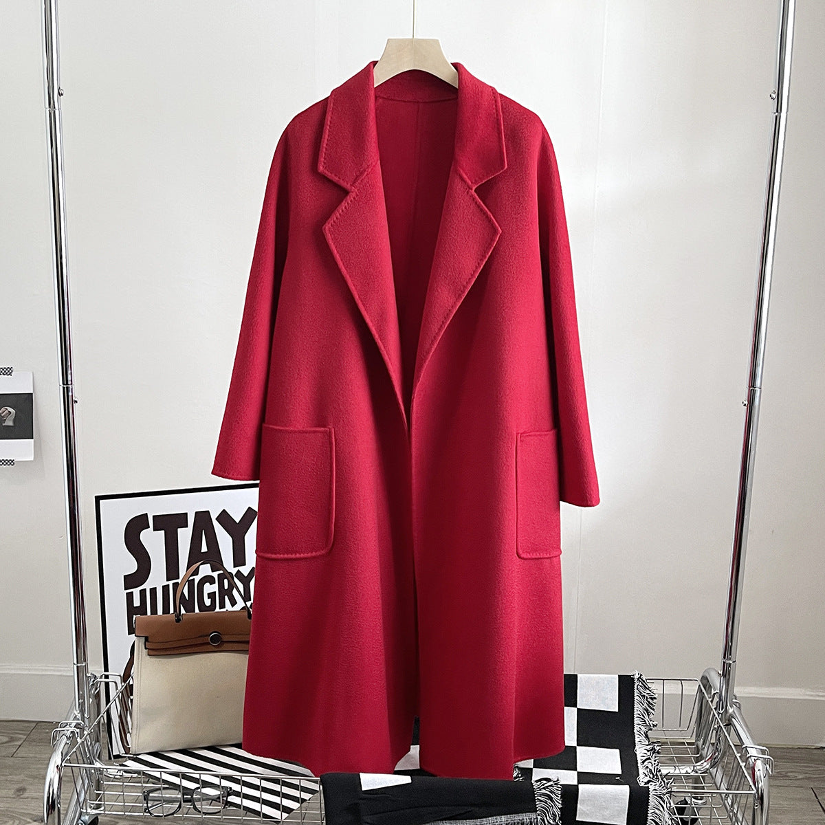Pure Australian Wool Handcrafted Long Coat Exquisite Women's Wool and Cashmere Outerwear - - DYAVOR®