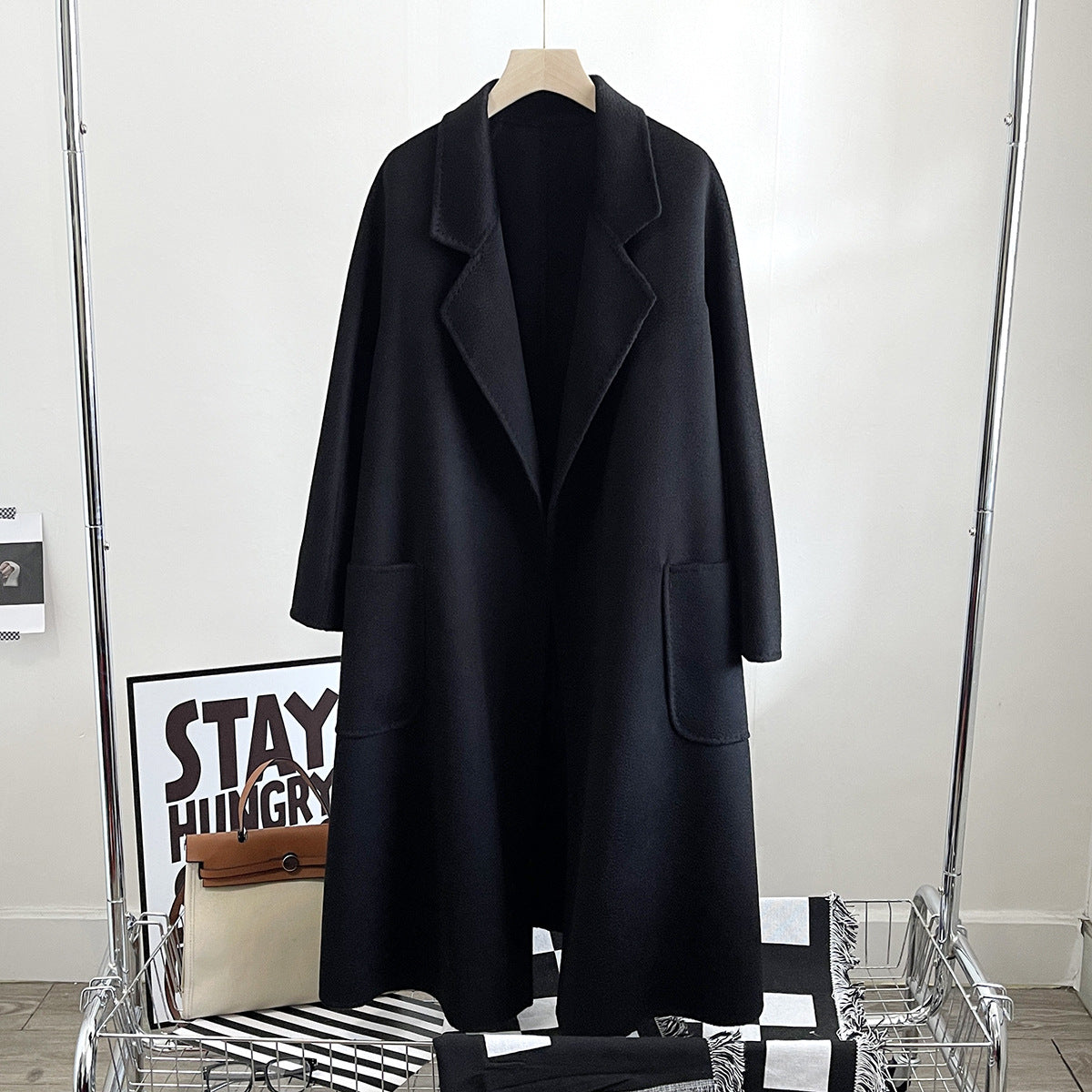 Pure Australian Wool Handcrafted Long Coat Exquisite Women's Wool and Cashmere Outerwear - - DYAVOR®