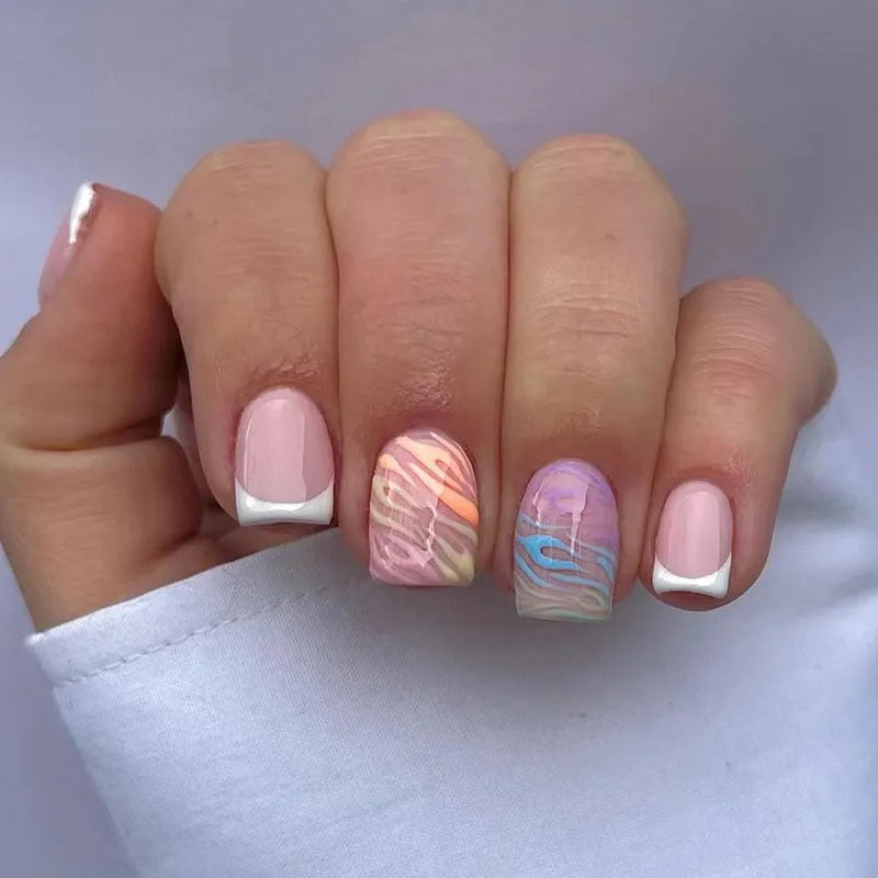 24Pcs Long Coffin False Nails Glitter Fake Nail with Rhinestones Press on Nails Full Cover Nail Tips Detachable Fake Fingernails