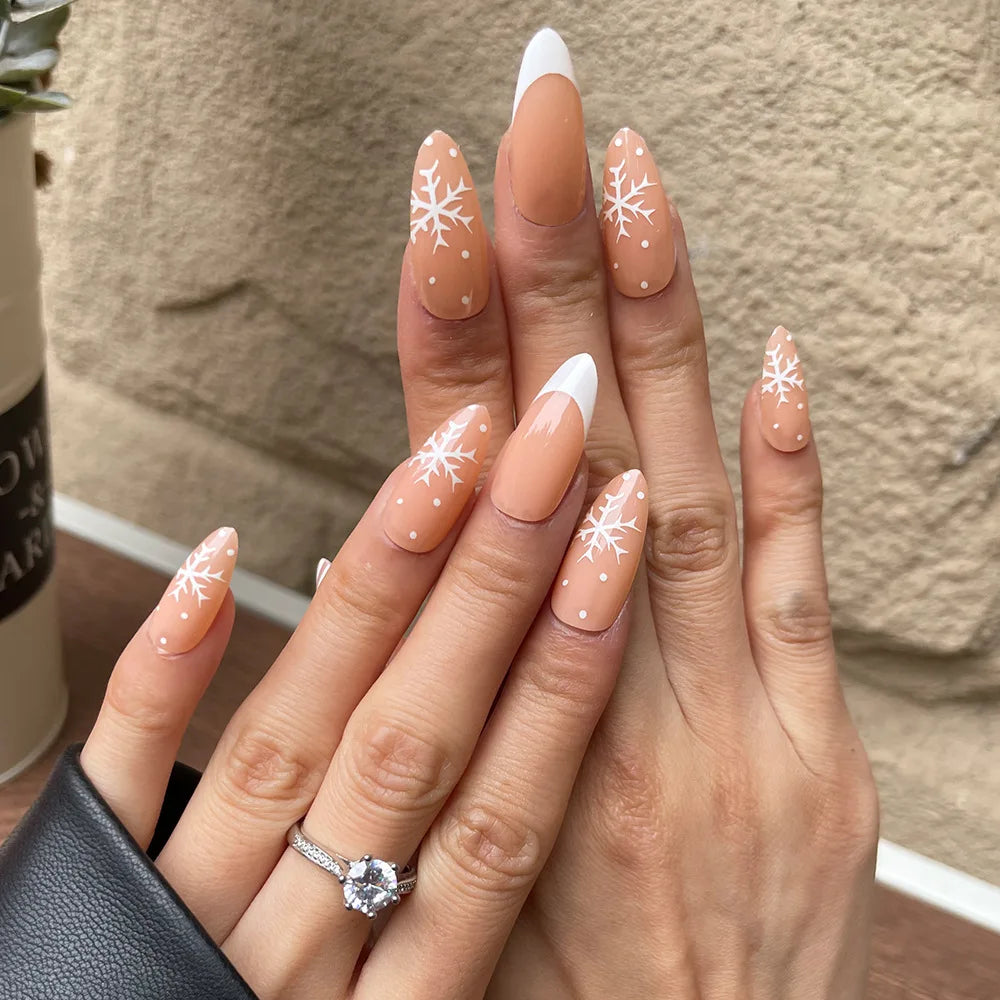 24Pcs/Set Almond Gradient Press On Nail Art Wearable Fake Nails Pointed Simple Ballet Coffin Reusable False Nails Tips Finished