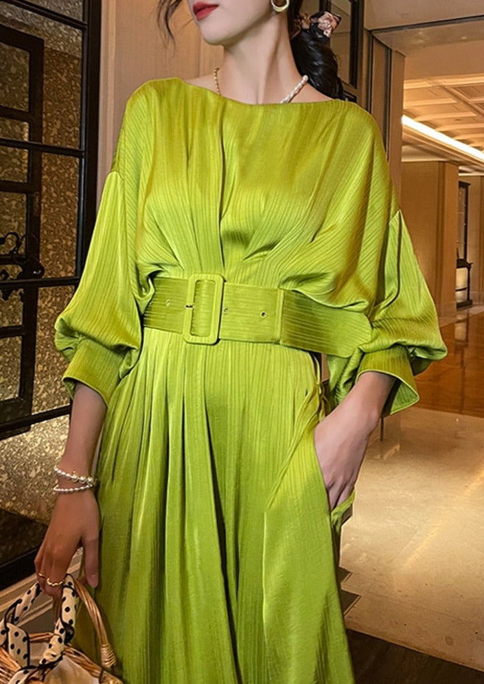 Long  Dress With A Wide Belt -  - DYAVOR®