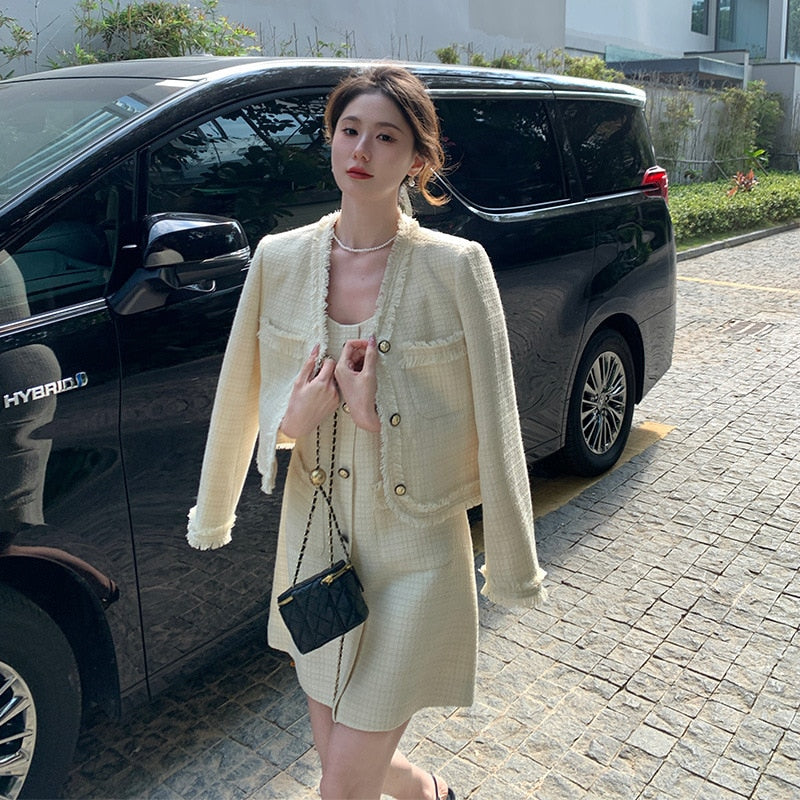 Spring and Autumn Suit Women's 2023 New Temperament Small Fragrance Short Coat Premium Fashion Dress Two Piece Set -  - DYAVOR®