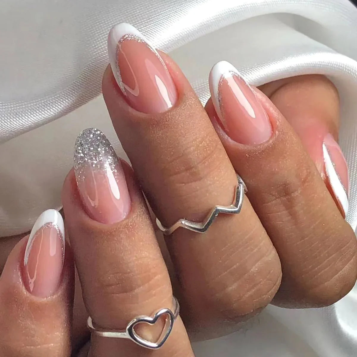 24Pcs Gradient Acrylic Fake Nails Art Long Ballet Wearing Nails Fake Press on Nail Tips Full Cover Removable French False Nails - - DYAVOR®