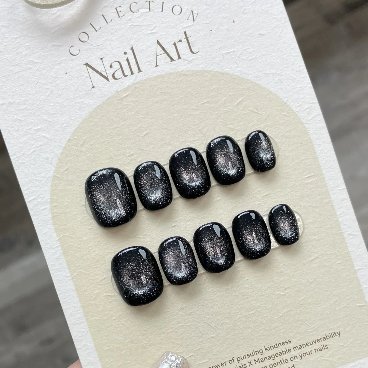 False nails, black handmade rhinestone nail, butterfly design, beautiful women's artificial wearing nails, reusable - - DYAVOR®