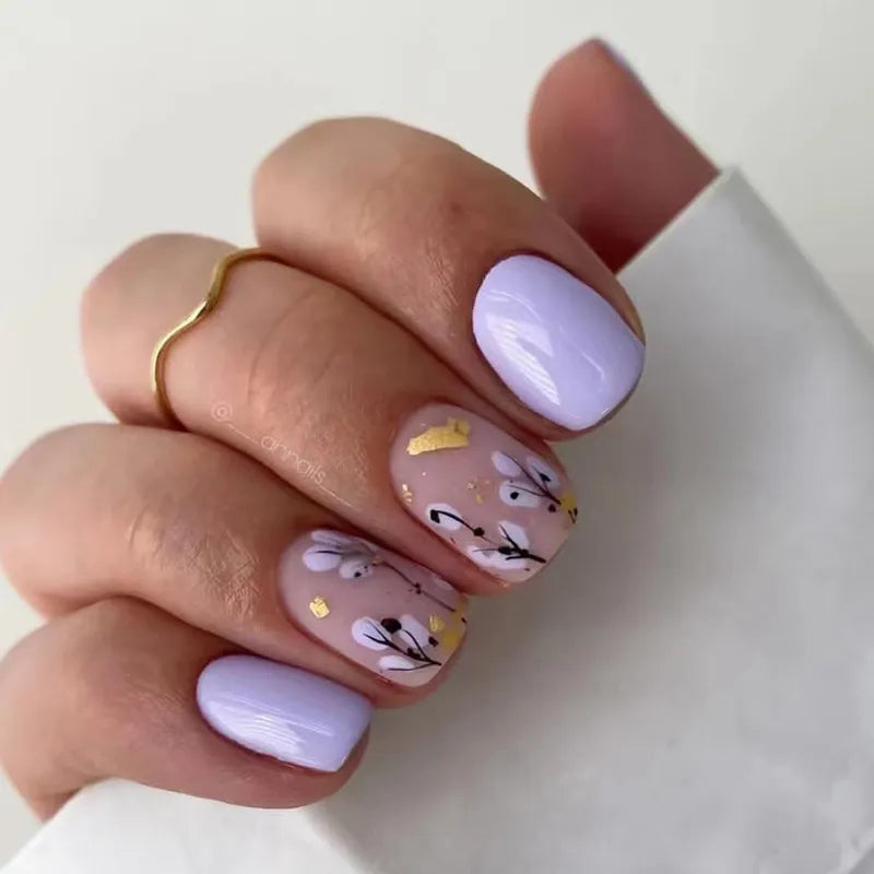 24pcs Colorful Almond Shaped Fake Nails Detachable Press On False Nails Tips French Full Cover False Nails French Manicure tools
