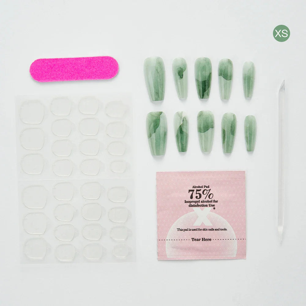 10PCS Handmade Finished Fake Nail Press on Bamboo Poetry Chinese False Nails with Glue Decorated Nails Art Stick on Nails -  - DYAVOR®