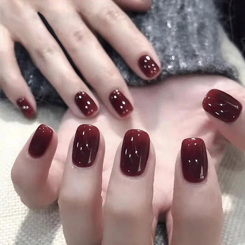 24Pcs/Set Almond Gradient Press On Nail Art Wearable Fake Nails Pointed Simple Ballet Coffin Reusable False Nails Tips Finished - - DYAVOR®