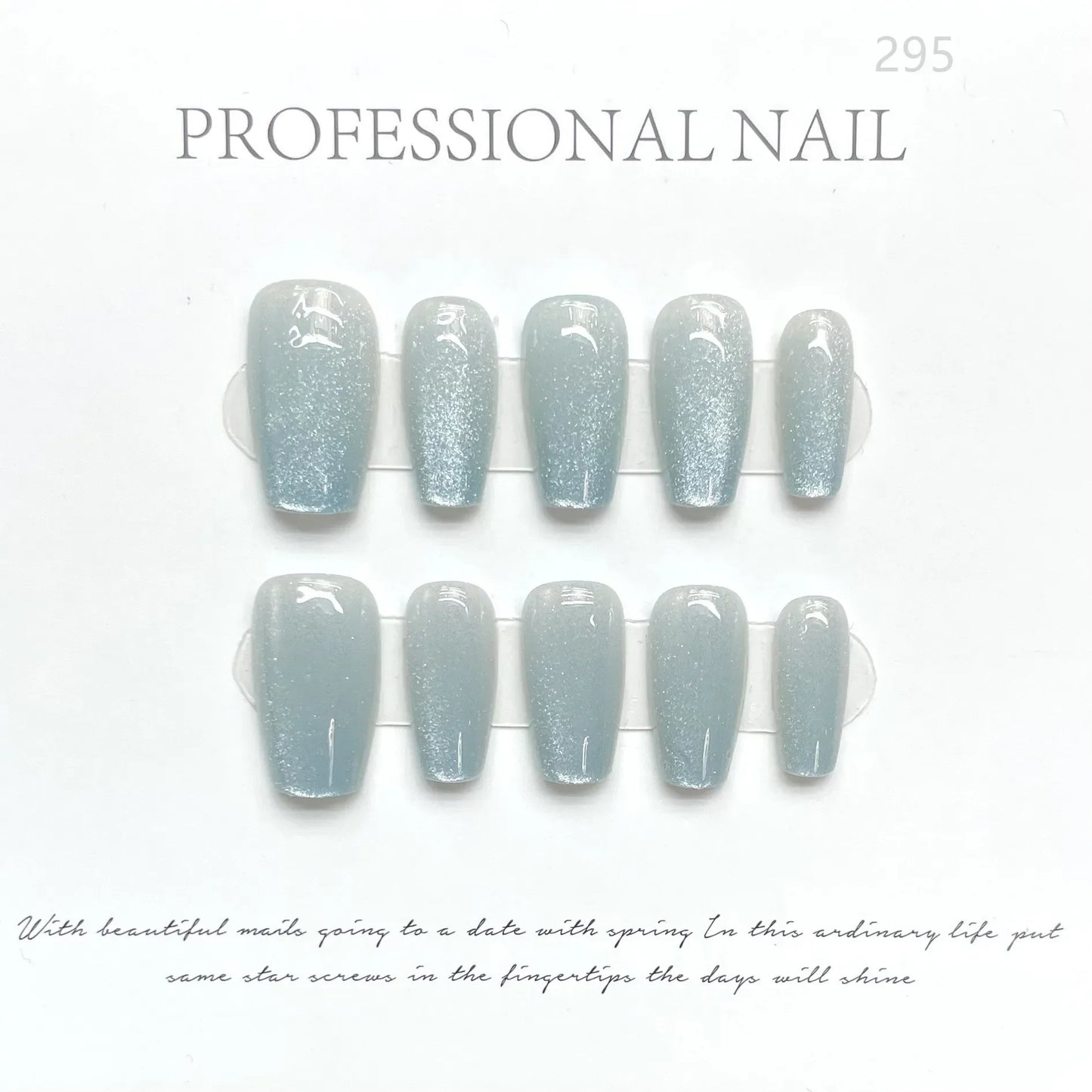 10Pcs Glitter French Handmade Fake Nails Long Ballet Nail Tips Pink Finished Press on Nails Coffin Reusable False Nails Wearable - - DYAVOR®