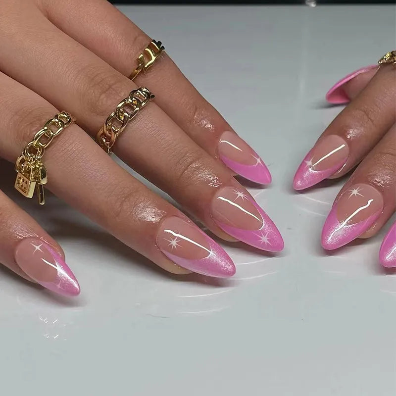 24Pcs Long Coffin False Nails Glitter Fake Nail with Rhinestones Press on Nails Full Cover Nail Tips Detachable Fake Fingernails - - DYAVOR®