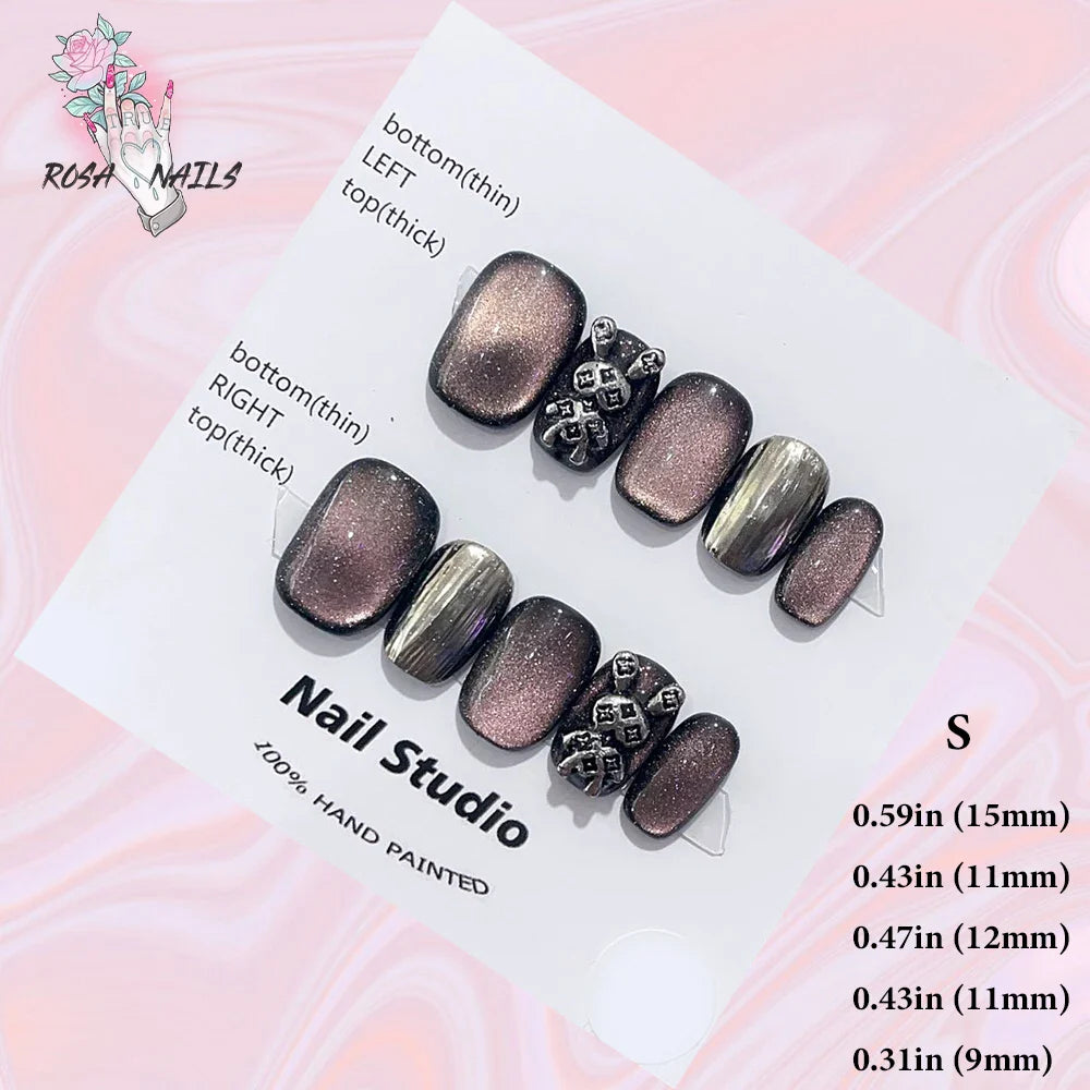 Cute Strawberry Pink Short Handmade Press on Nails Wholesale Kawaii Bows Pressons Bulk Full Cover Square Acrylic False Nail Tips - - DYAVOR®