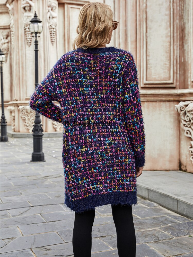 Autumn Winter New Long Cardigan Coat Women's Fashion Color Sweater Coats Temperament Street Clothes Oversized Cardigan Sweater - - DYAVOR®