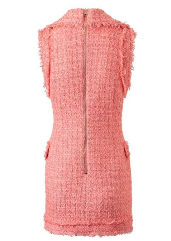 Tweed Double - breasted Short Dress - - DYAVOR®