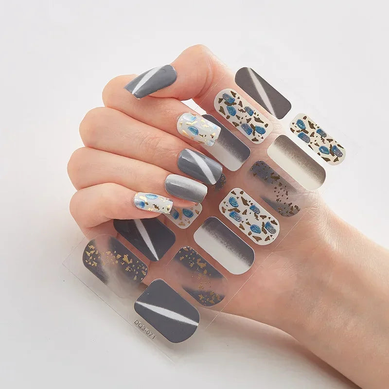 Semi Cured Gel Nails Art Stickers Fashion Solid Color Manicure Decal UV LED Lamp Need Gel Nail Decals Nail Sticker Decoration
