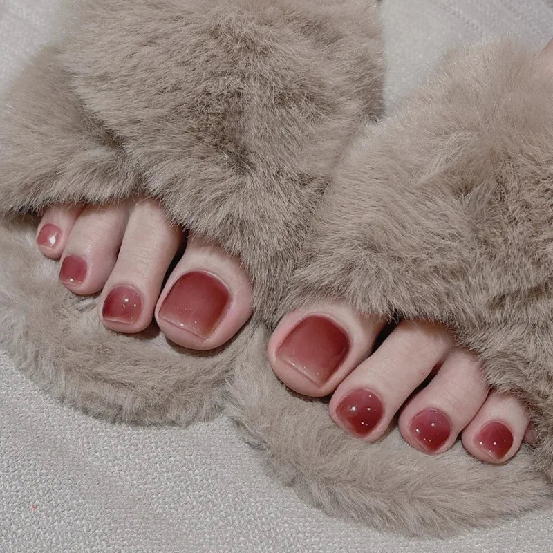 24pcs Wearable White-Edged French Manicure Toenails Full Cover Press On Fake Toenails DIY Artificial Acrylic False Toenails - - DYAVOR®