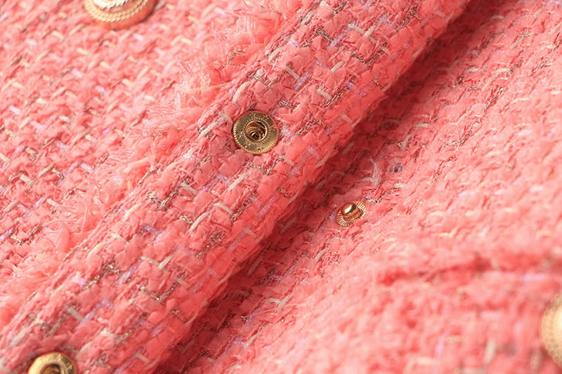 Tweed Double - breasted Short Dress - - DYAVOR®