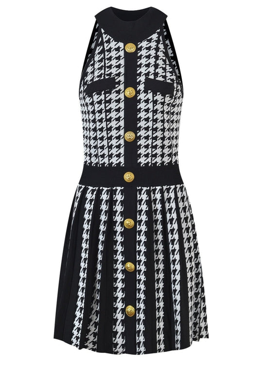 Houndstooth Pattern Knit Dress -  - DYAVOR®
