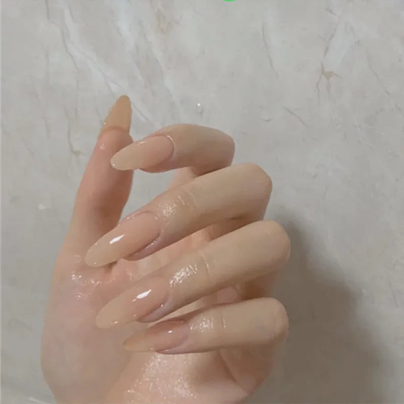 24Pcs/Set Almond Gradient Press On Nail Art Wearable Fake Nails Pointed Simple Ballet Coffin Reusable False Nails Tips Finished - - DYAVOR®