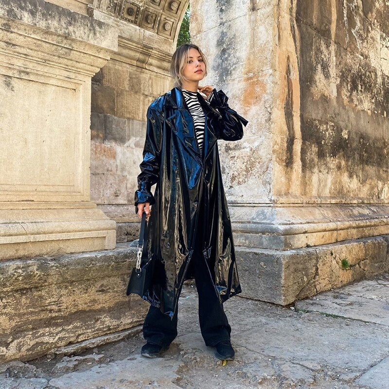 PVC Gothic Lapel Overcoat - Trench Coat - DYAVOR®