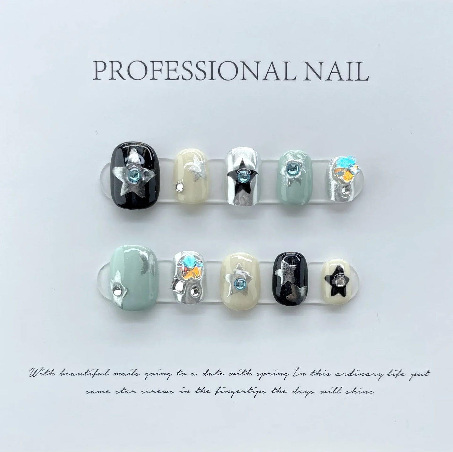 10pcs detachable Handmade kawaii false nails with glue full cover stick on nails with design dopamine bubble love girl press on - - DYAVOR®