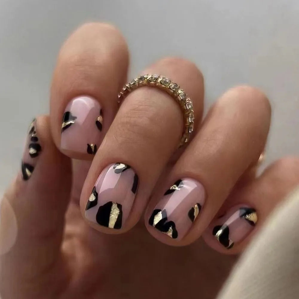 Press on Nails Black Butterfly French Fake Nails Rhinestone False Nail Patch Short Ballet Full Cover Artificial Art Nail Tip - - DYAVOR®
