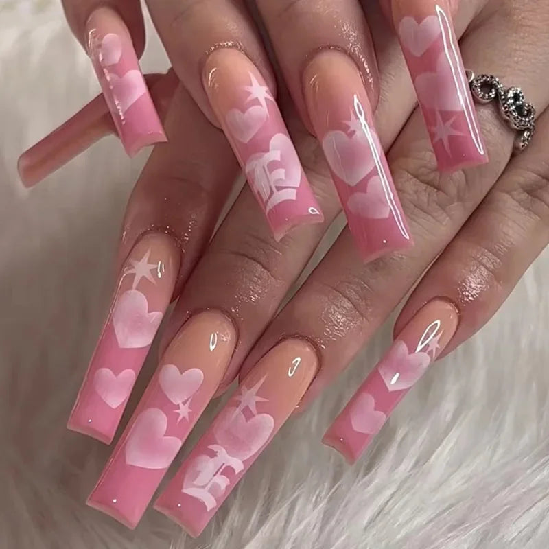 wearable full cover long ballet French coffin white False Nails with glue matte red black pink white artificial nails press on - - DYAVOR®