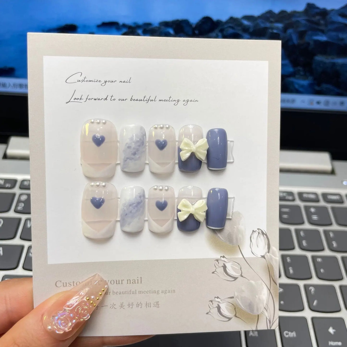 10Pcs Short Handmade Press On Nails Gradient Cute Fake Nails Full Cover Ballerina with Acrylic Wearable Manicure Artificial Nail - - DYAVOR®