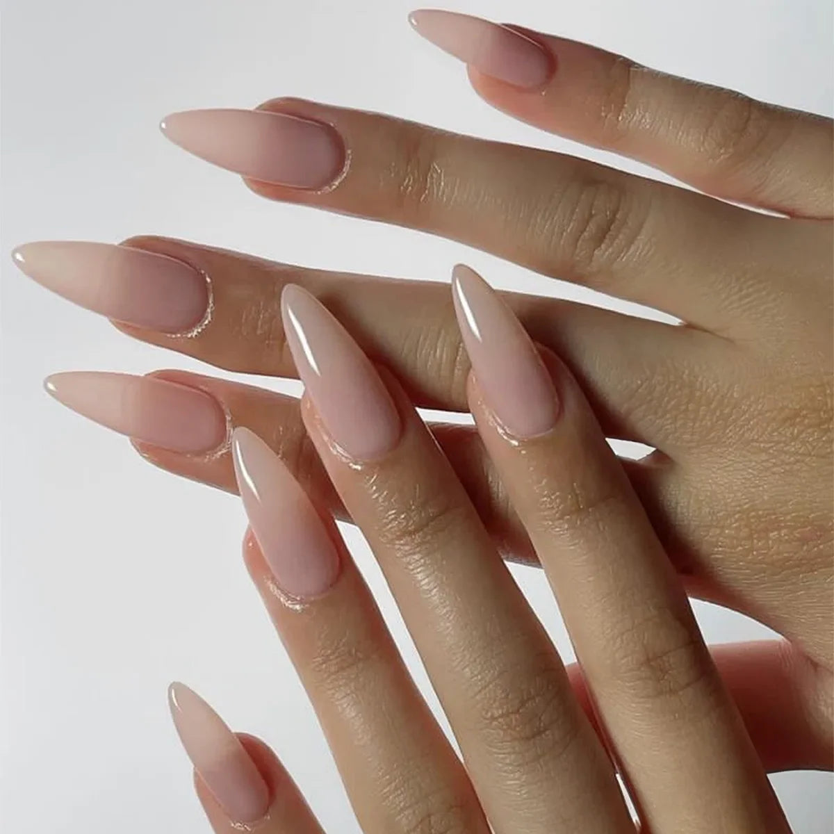 24Pcs Frosting False Nail almond with Golden Glitter Designs French Rhinestone Manicure Stiletto Fake Nails Set Press on Nails - - DYAVOR®
