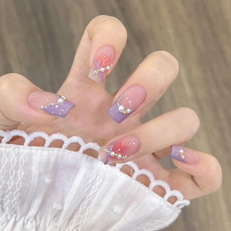 Clear Sparkly Press On Nails - - DYAVOR®