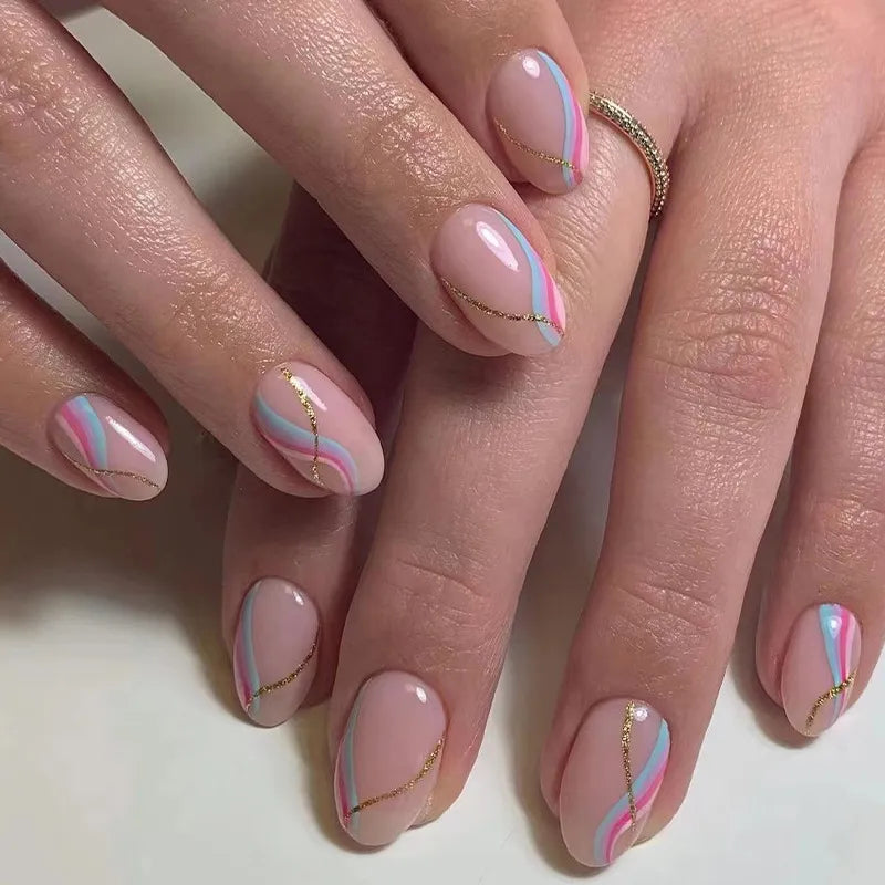 24Pcs Long Coffin False Nails Glitter Fake Nail with Rhinestones Press on Nails Full Cover Nail Tips Detachable Fake Fingernails