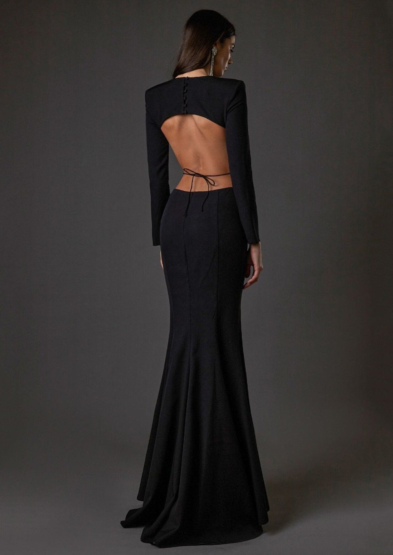 Black Open Back Maxi Dress - - DYAVOR®