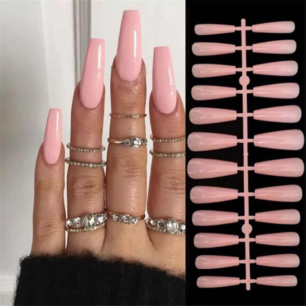 Gradient False nails French Ballerina Fake Nails Stars Blue White Wavy Flowers Nails Full Cover Press on Nails DIY Detachable - - DYAVOR®