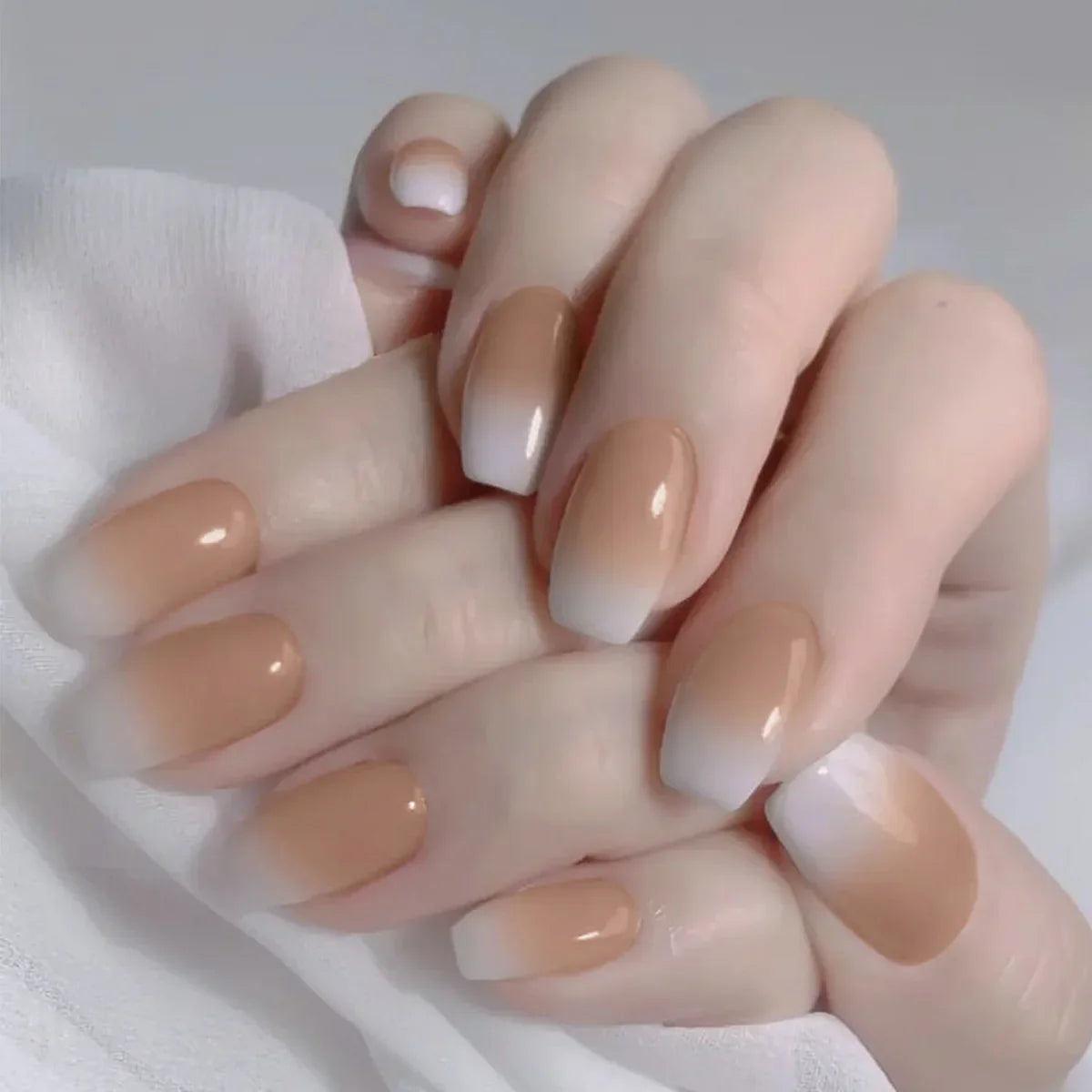 24pcs removeable false nails with glue Gradient Shinny brown coffin glitter Ballet press on nails long full cover fake nails tip - - DYAVOR®