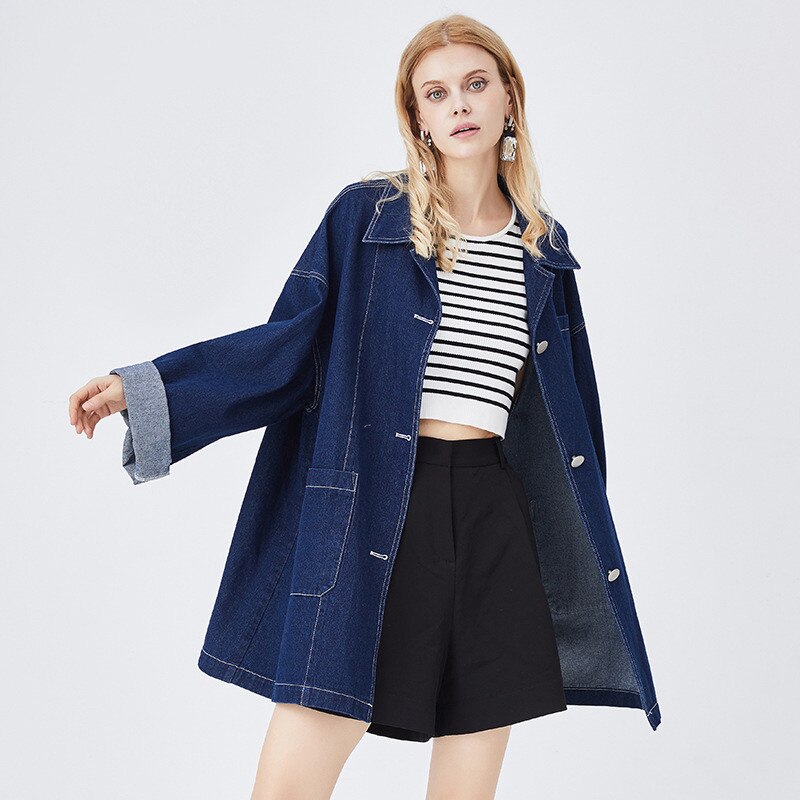 New design feeling loose straight jacket Women's retro casual blue denim jacket - - DYAVOR®