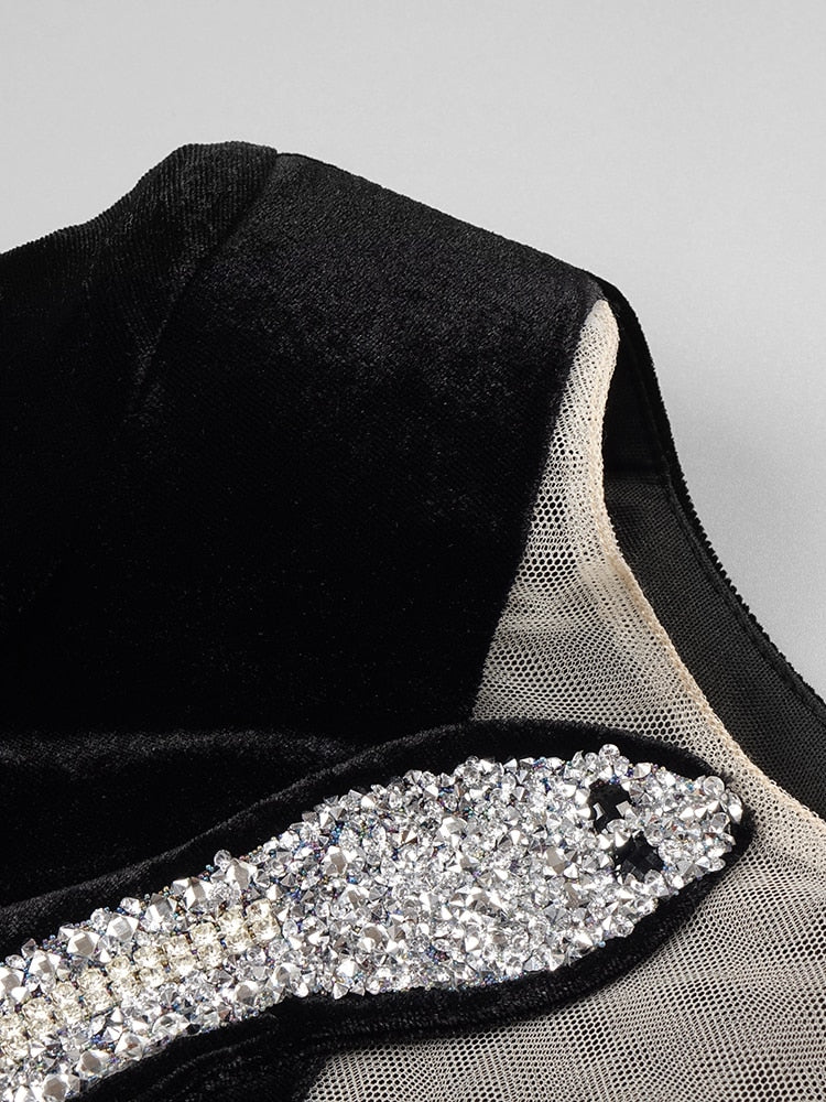 Black Velvet Mini Bodycon Dress - - DYAVOR®