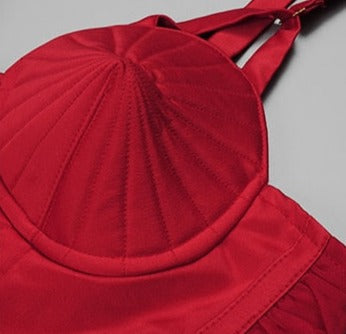 Red Satin Midi Dress -  - DYAVOR®