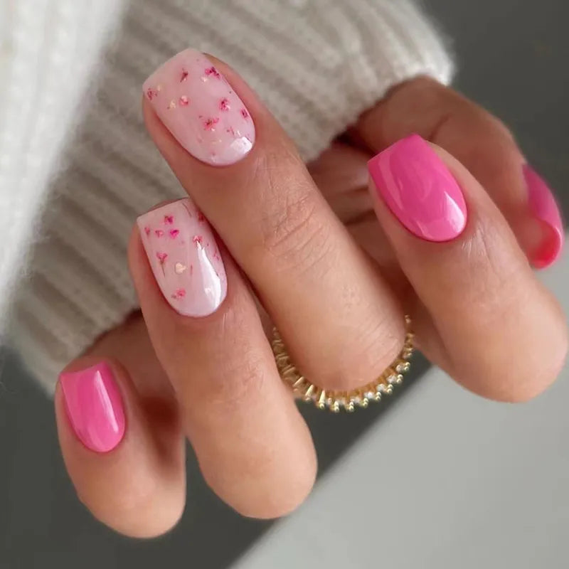 24pcs Colorful Almond Shaped Fake Nails Detachable Press On False Nails Tips French Full Cover False Nails French Manicure tools