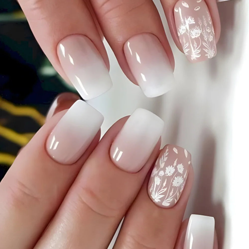 24pcs removeable false nails with glue Gradient Shinny brown coffin glitter Ballet press on nails long full cover fake nails tip - - DYAVOR®