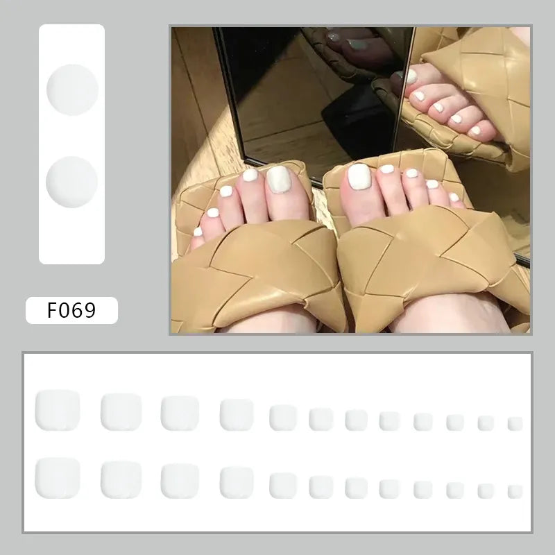 24pcs Wearable White-Edged French Manicure Toenails Full Cover Press On Fake Toenails DIY Artificial Acrylic False Toenails - - DYAVOR®