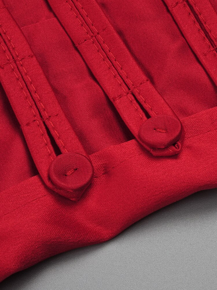Red Satin Midi Dress - - DYAVOR®