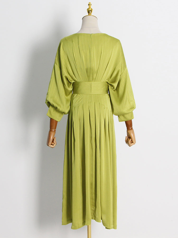 Long  Dress With A Wide Belt -  - DYAVOR®
